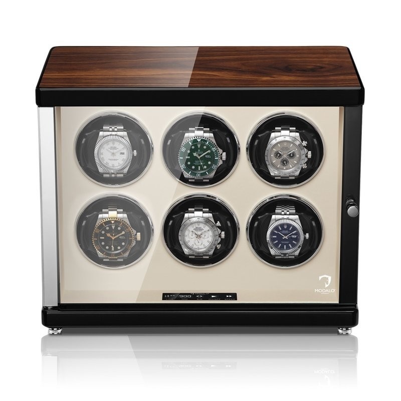 Modalo Uhrenbeweger Ambiente MV4 für 6 Uhren Walnuss beige