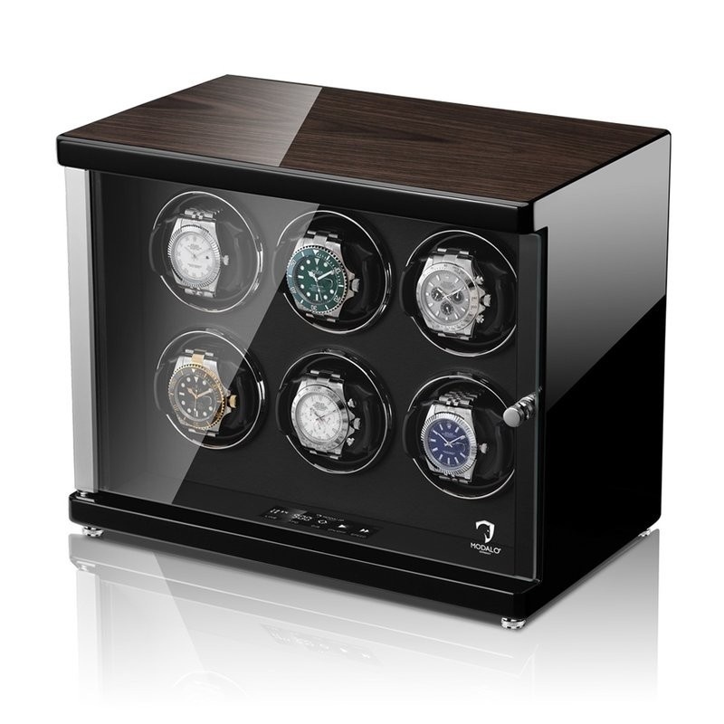Modalo Uhrenbeweger Ambiente MV4 für 6 Uhren Schwarzes Makassar