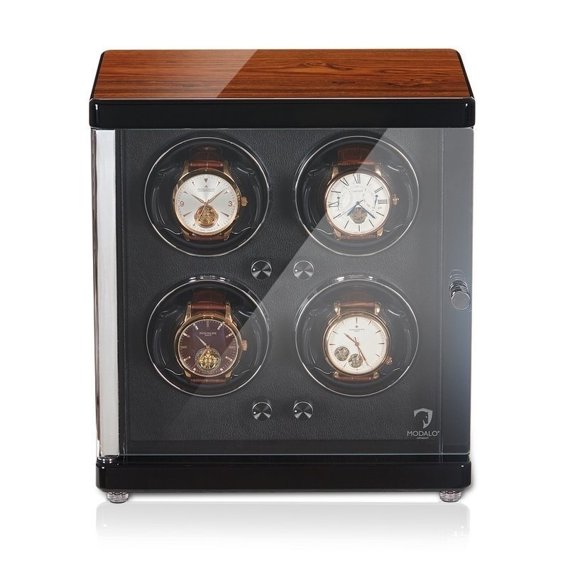 Modalo Uhrenbeweger Ambiente MV4 für 4 Uhren Braunes-Makassar-Schwarz