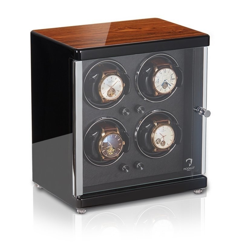 Modalo Uhrenbeweger Ambiente MV4 für 4 Uhren Braunes-Makassar-Schwarz