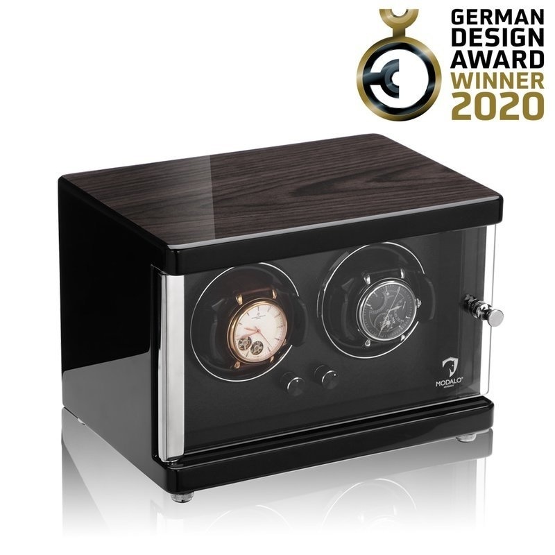 Modalo Uhrenbeweger Ambiente MV4 für 2 Uhren Schwarzes-Makassar-Schwarz