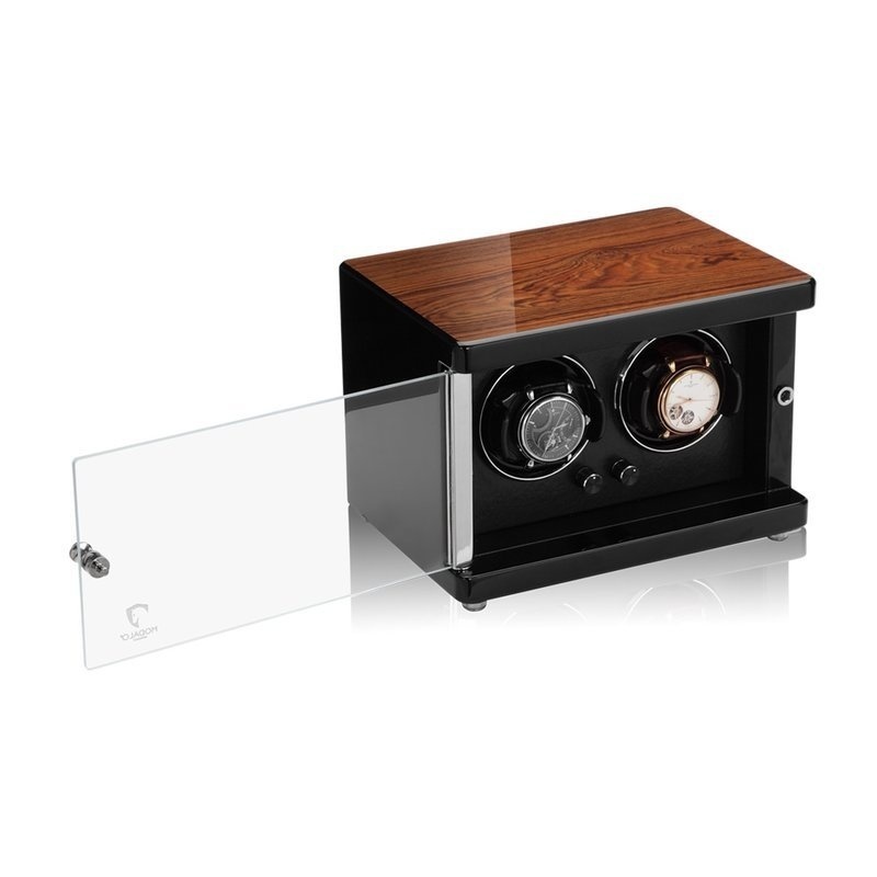 Modalo  Uhrenbeweger Ambiente MV4 für 2 Uhren Braunes-Makassar-Schwarz