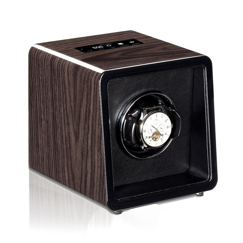 Modalo Uhrenbeweger Saturn MV4 für 1 Uhr Hochglanz schwarz-makassar