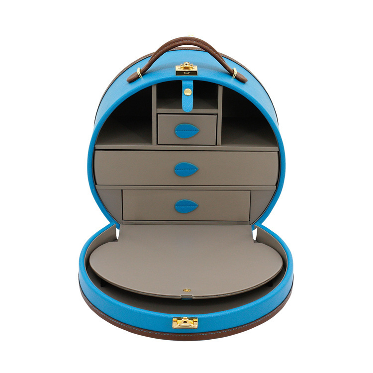 FRIEDRICH Kosmetik-Schmuckkoffer Ascot - Blau/Braun
