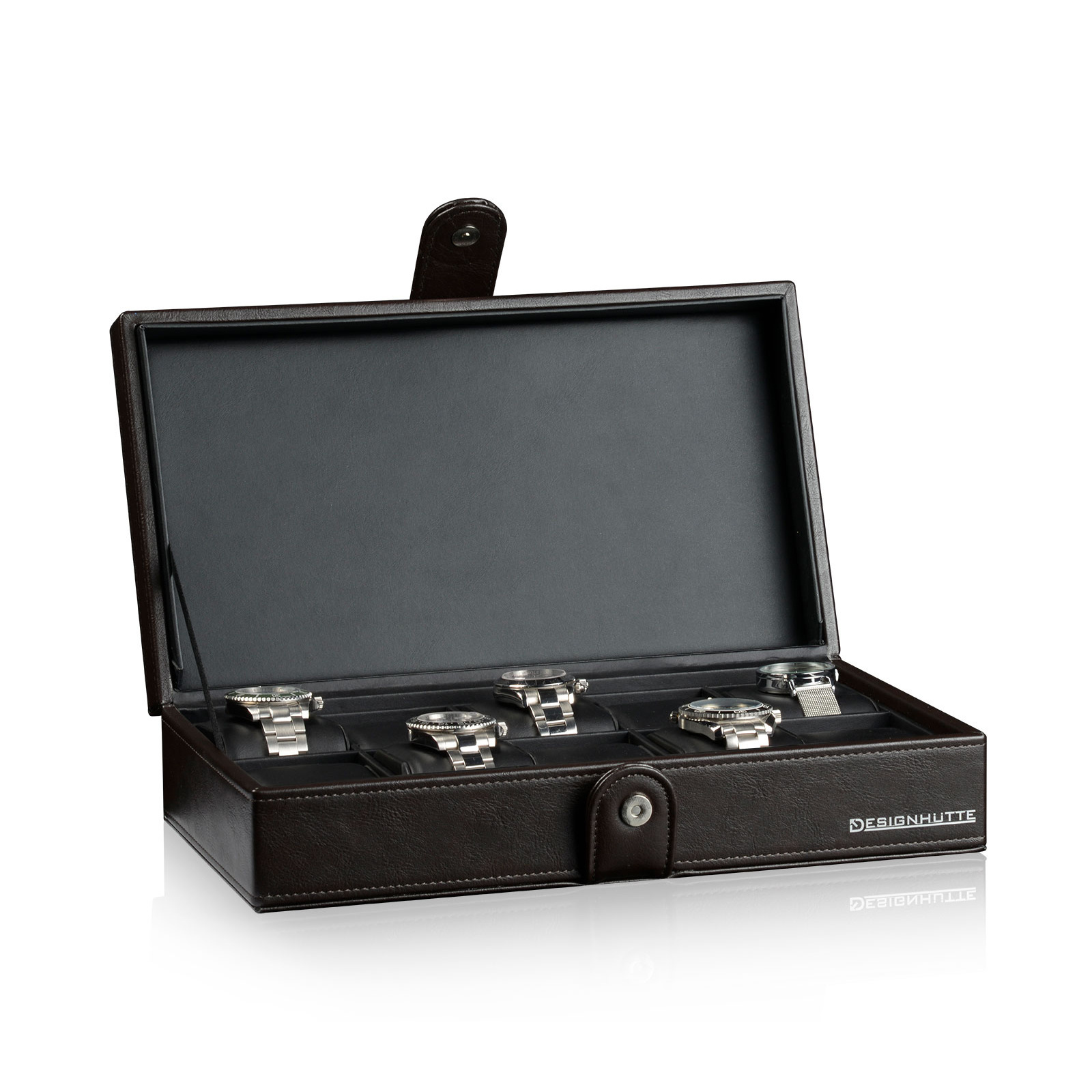 Designhütte Uhrenbox Seattle 10 - Dunkelbraun