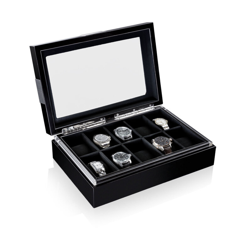 Heisse & Söhne  Uhrenbox Executive 10 - Schwarz/Schwarz