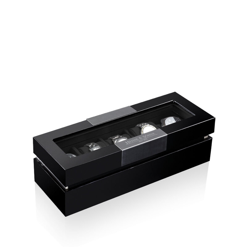 Heisse & Söhne  Uhrenbox Executive 5 - Schwarz/Schwarz
