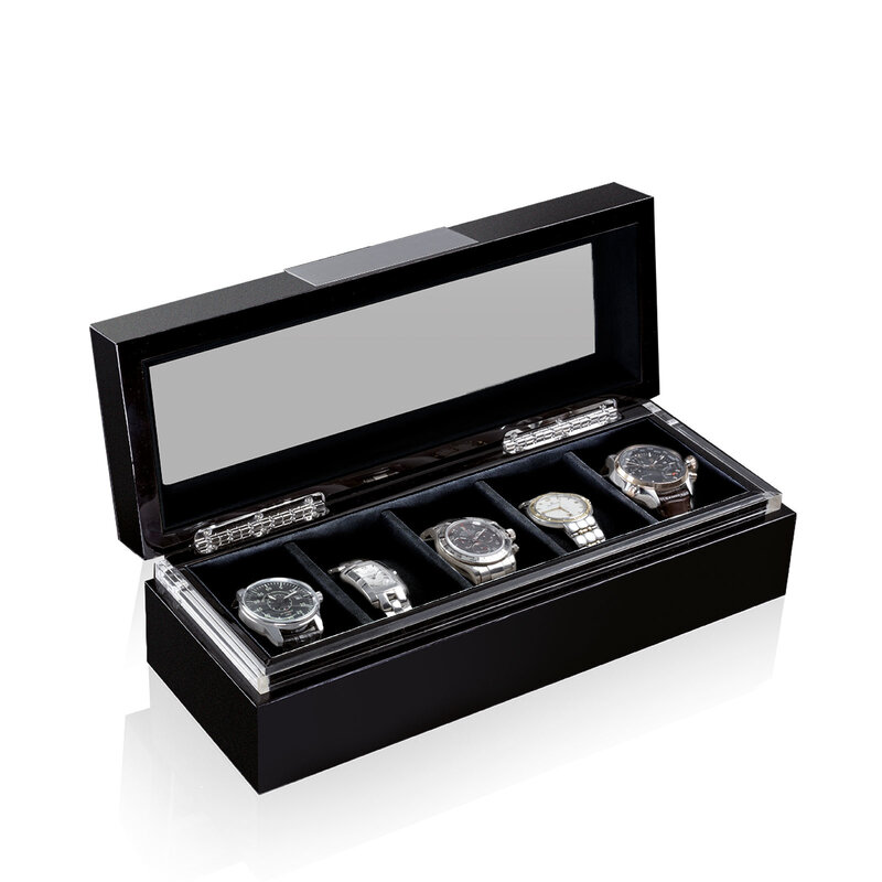 Heisse & Söhne  Uhrenbox Executive 5 - Schwarz/Schwarz