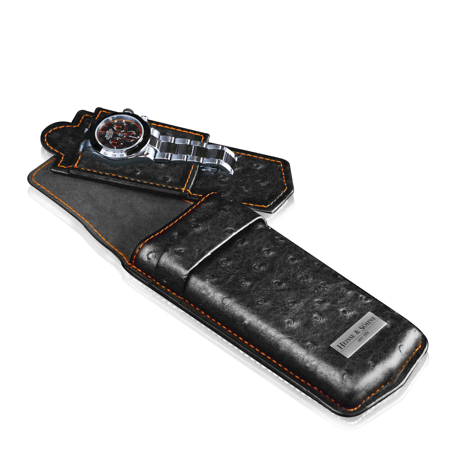 Heisse & Söhne  Uhrenetui Mondo Ostrich - Orange