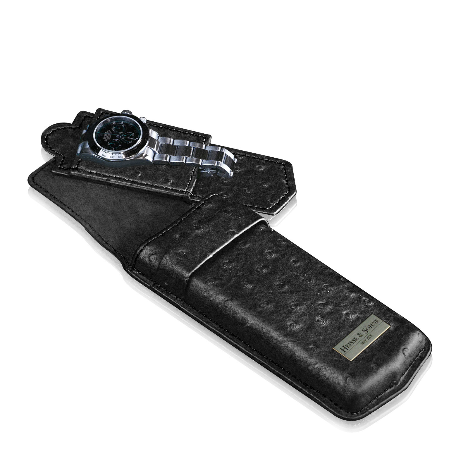 Heisse & Söhne  Uhrenetui Mondo Ostrich - Schwarz