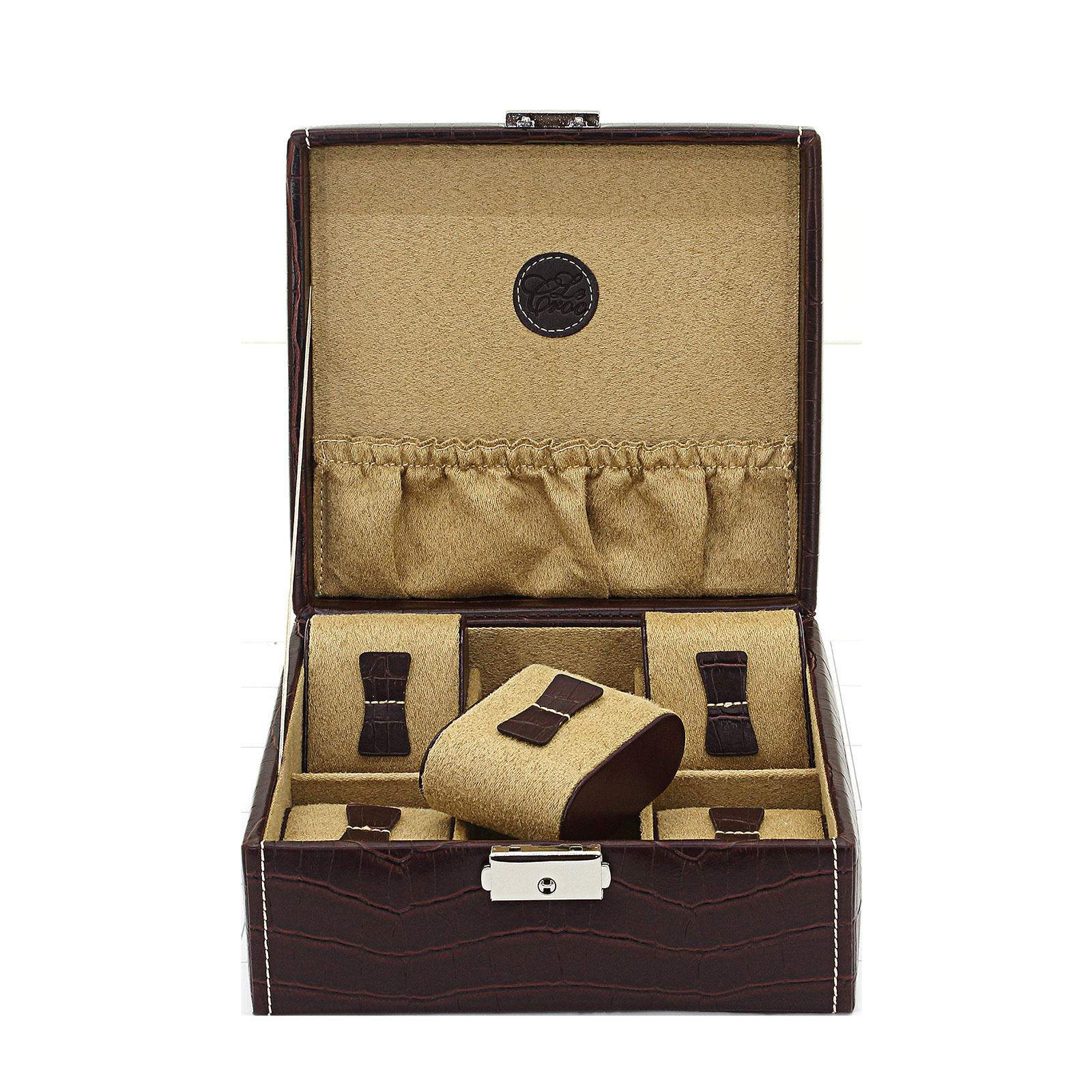 FRIEDRICH  Uhrenkoffer Le Croc 6 Braun /Kroko Optik