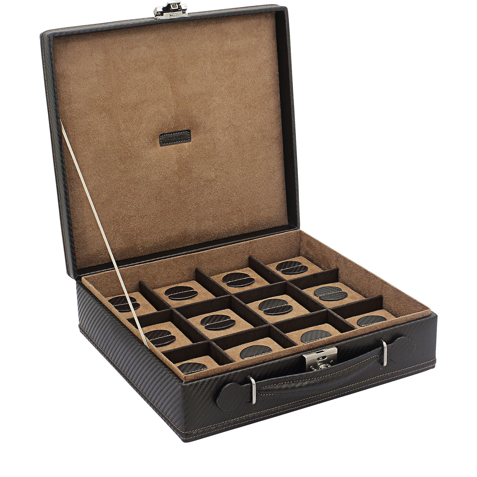 FRIEDRICH  Uhrenkoffer Carbon L - Braun 12 Uhren
