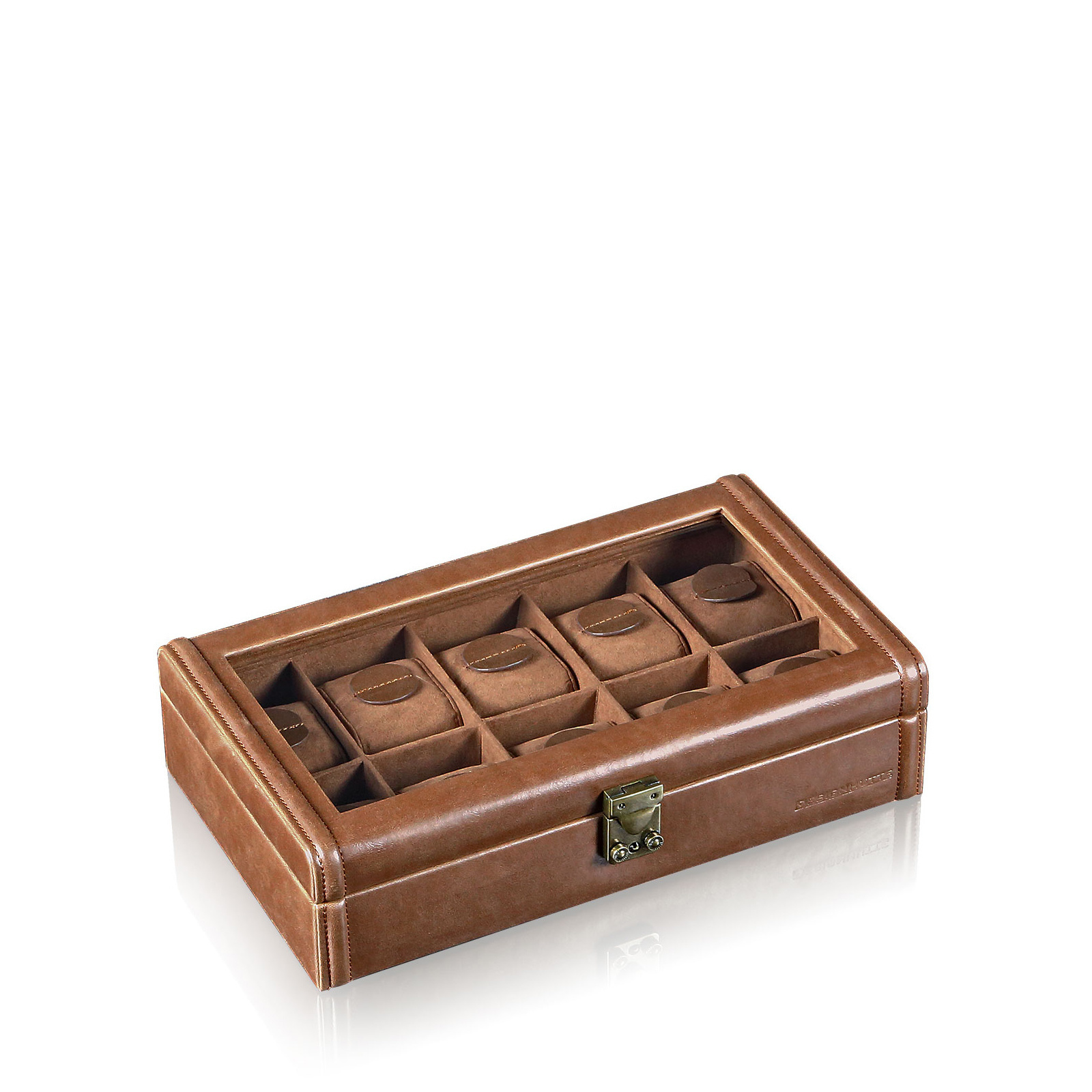 Designhütte Uhrenbox mit Sichtfenster Camel 10 - Hellbraun