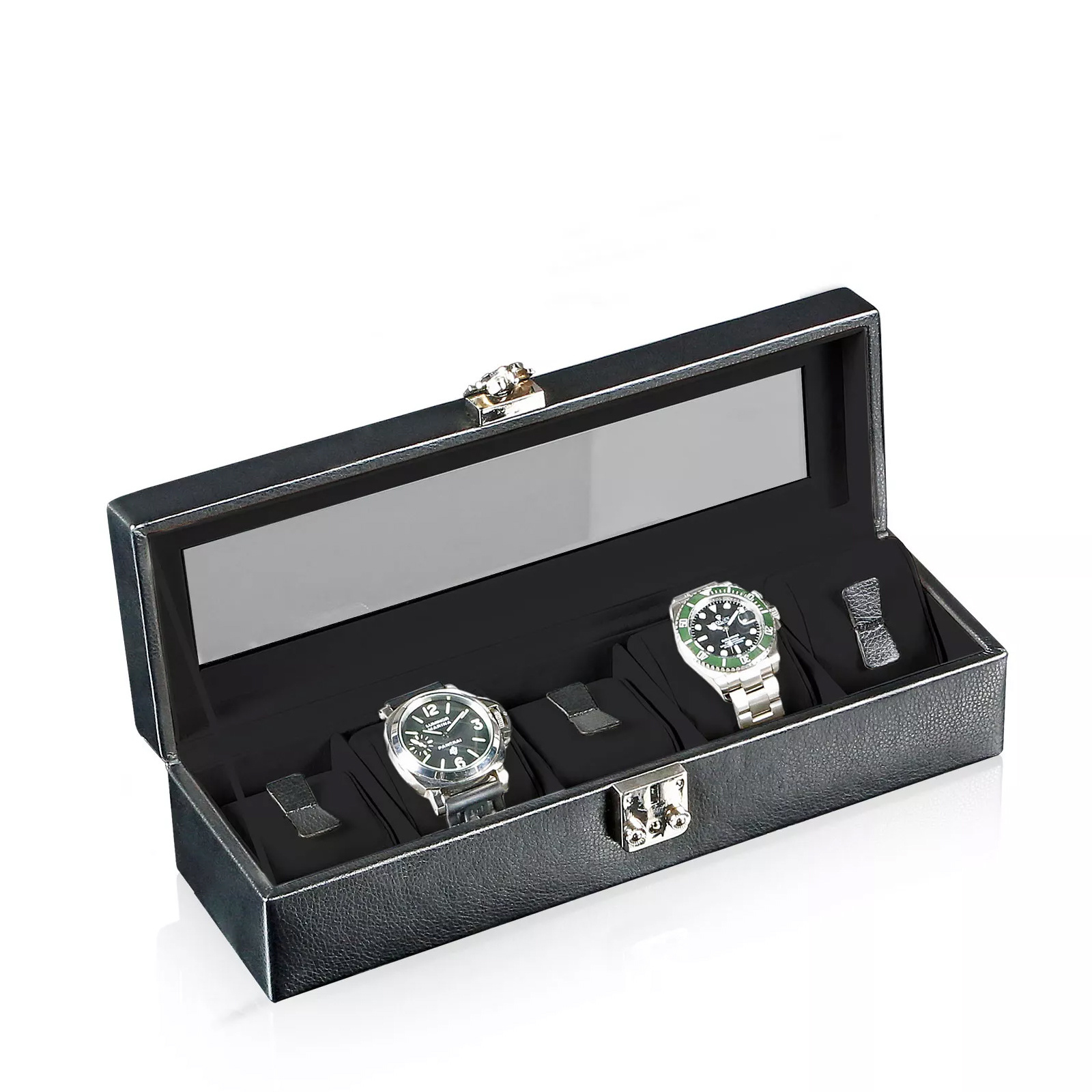 Designhütte Uhrenbox mit Sichtfenster Solid 5 - Schwarz