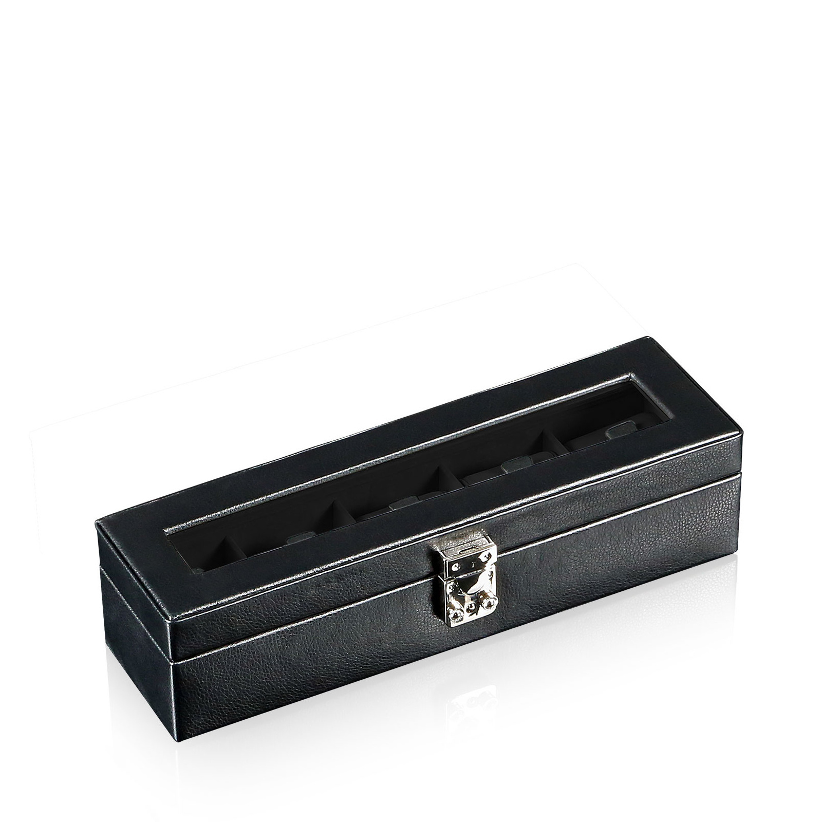 Designhütte Uhrenbox mit Sichtfenster Solid 5 - Schwarz