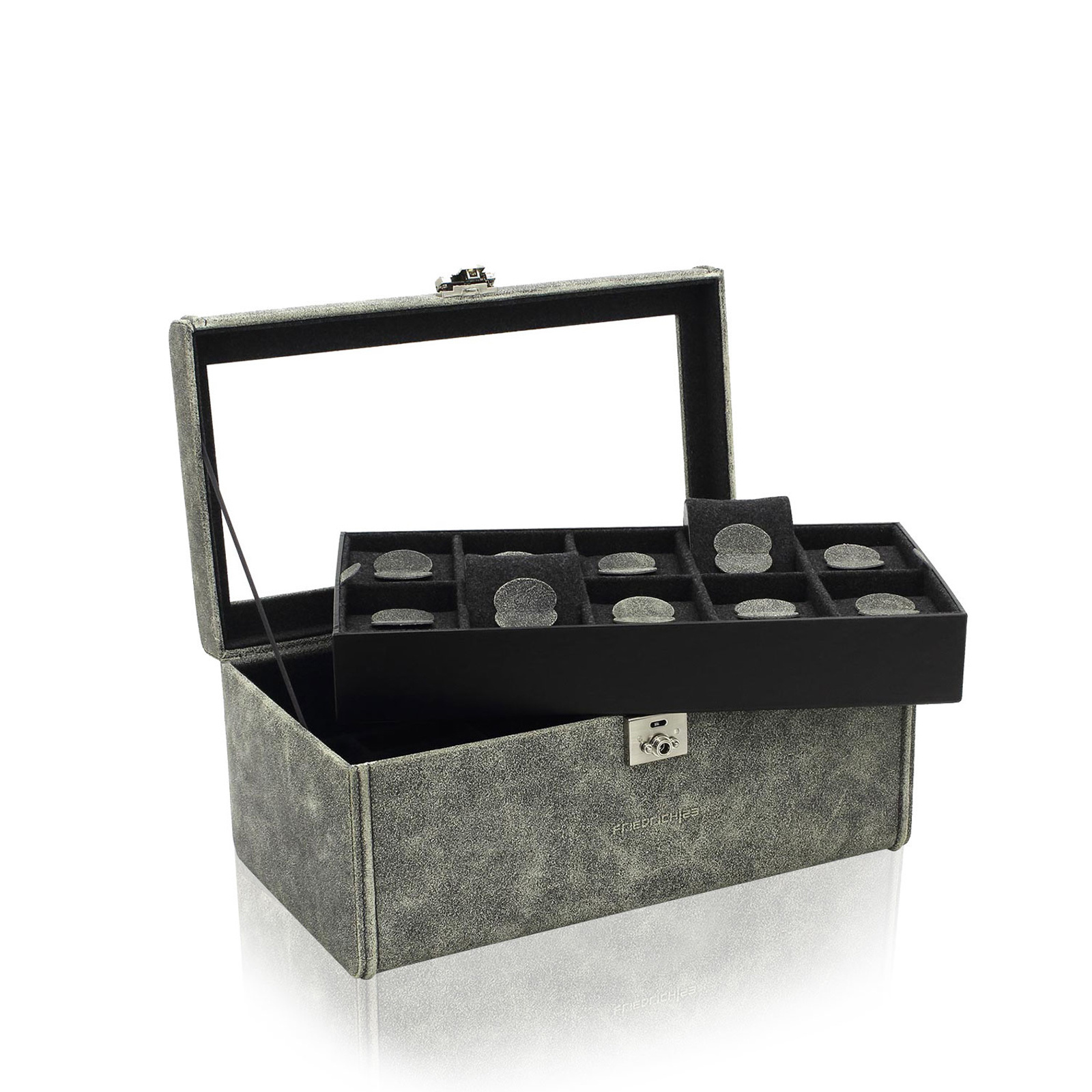 FRIEDRICH  Uhrenkasten mit Sichtfenster Cubano 20 - Grau