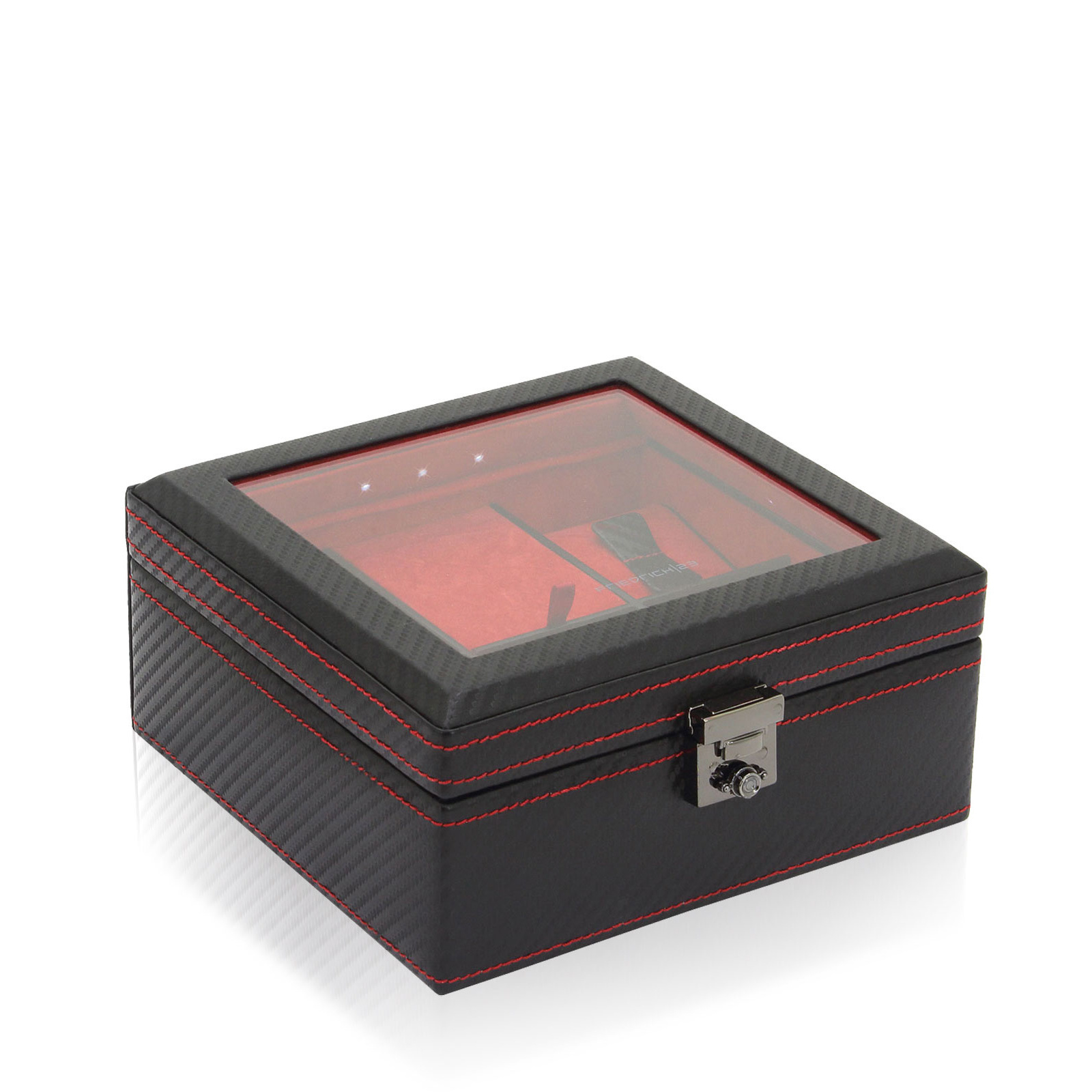 FRIEDRICH Uhrenkasten mit Sichtfenster LED Carbon - Schwarz