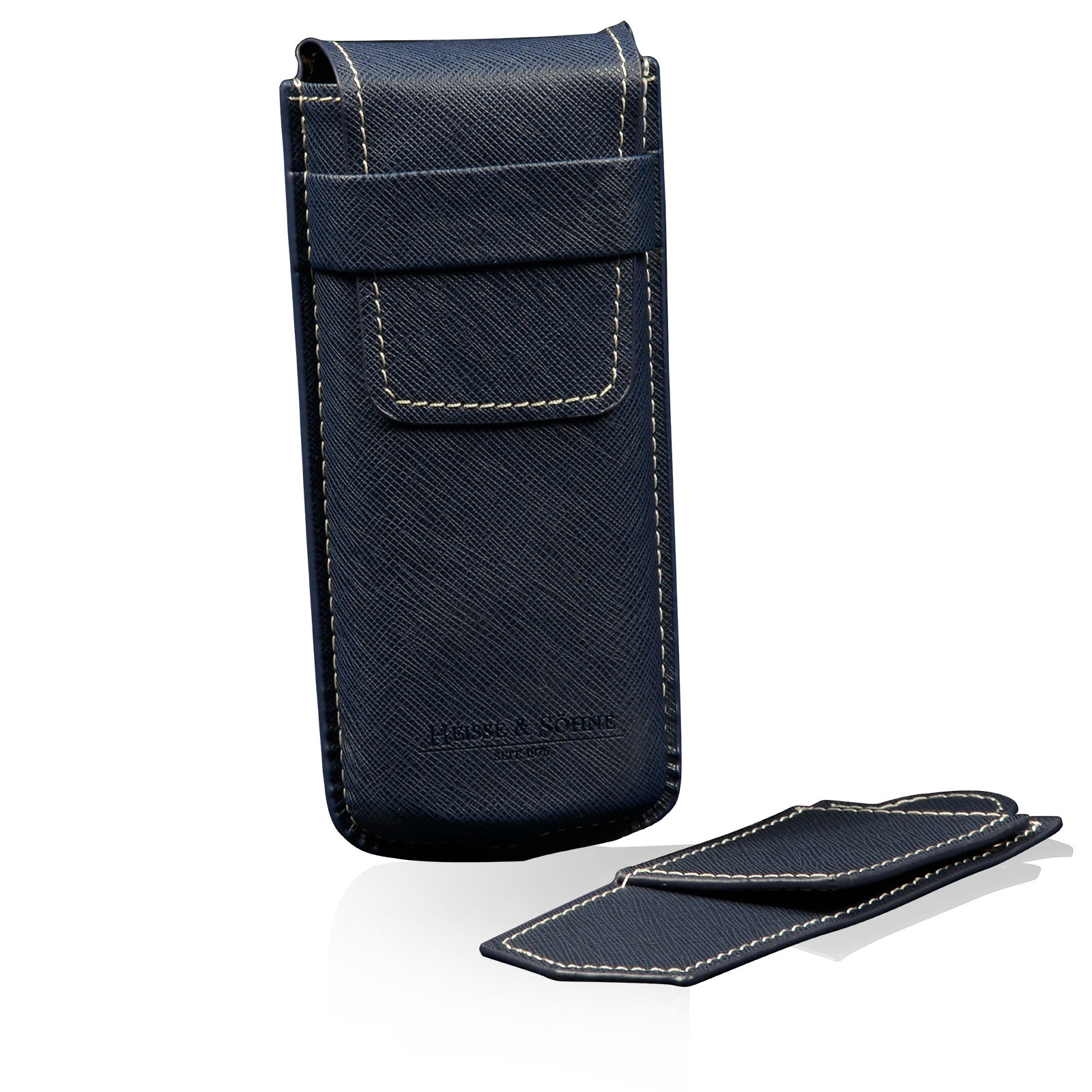 Heisse & Söhne  Uhrenetui Mondo Saffiano - Blau/Weiß