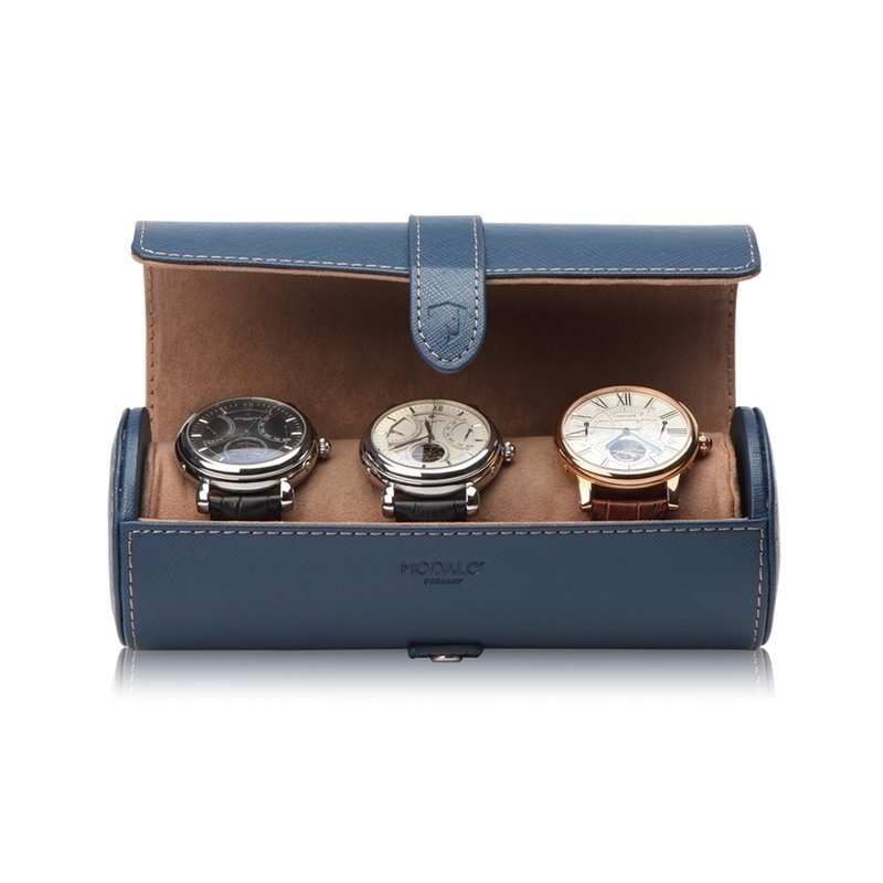 Modalo Uhrenrolle Dyon für 3 Uhren Blau