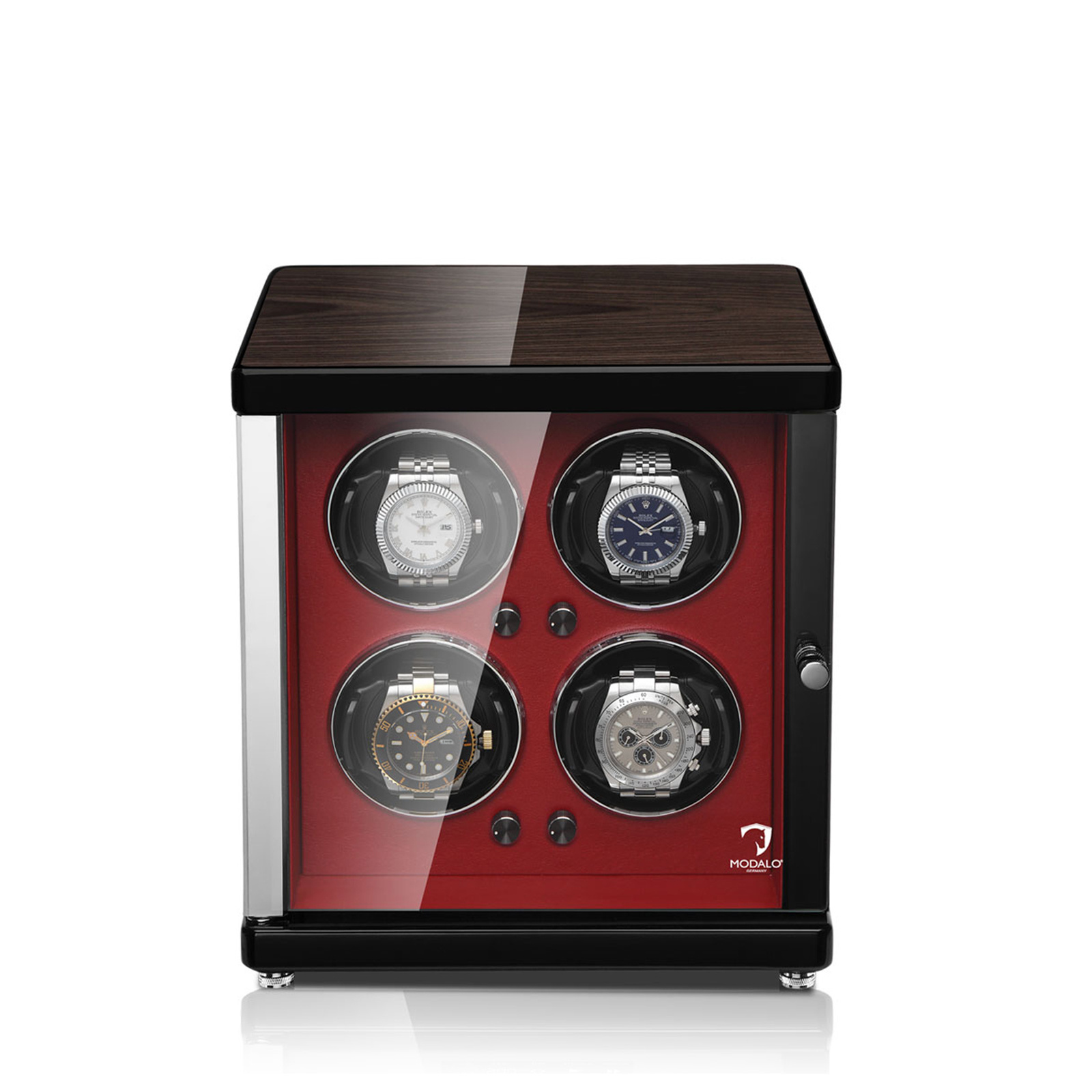 Modalo Uhrenbeweger Ambiente 4 - Schwarz Makassar Rot