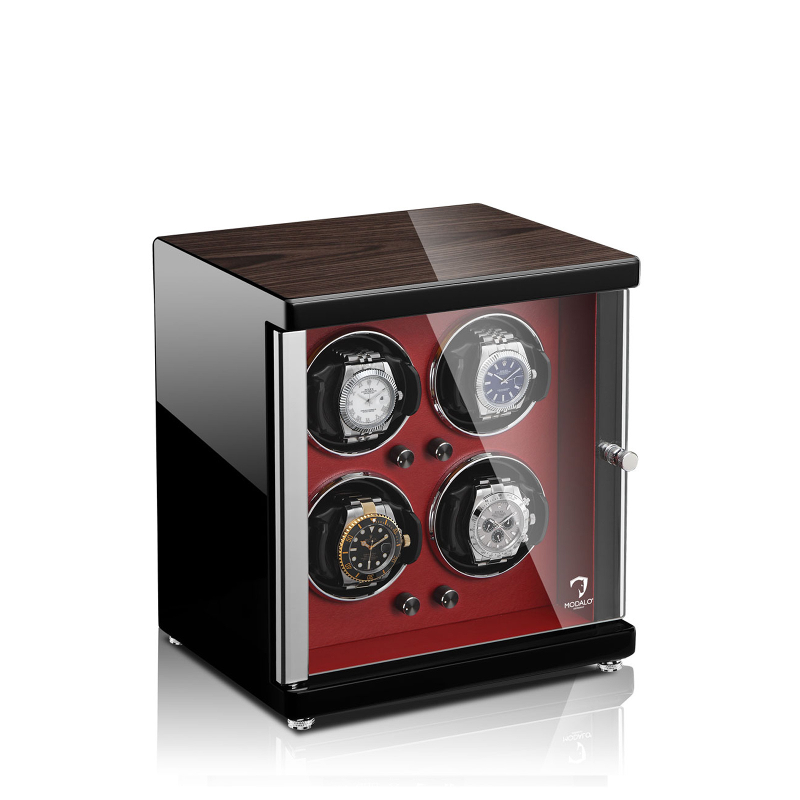 Modalo Uhrenbeweger Ambiente 4 - Schwarz Makassar Rot