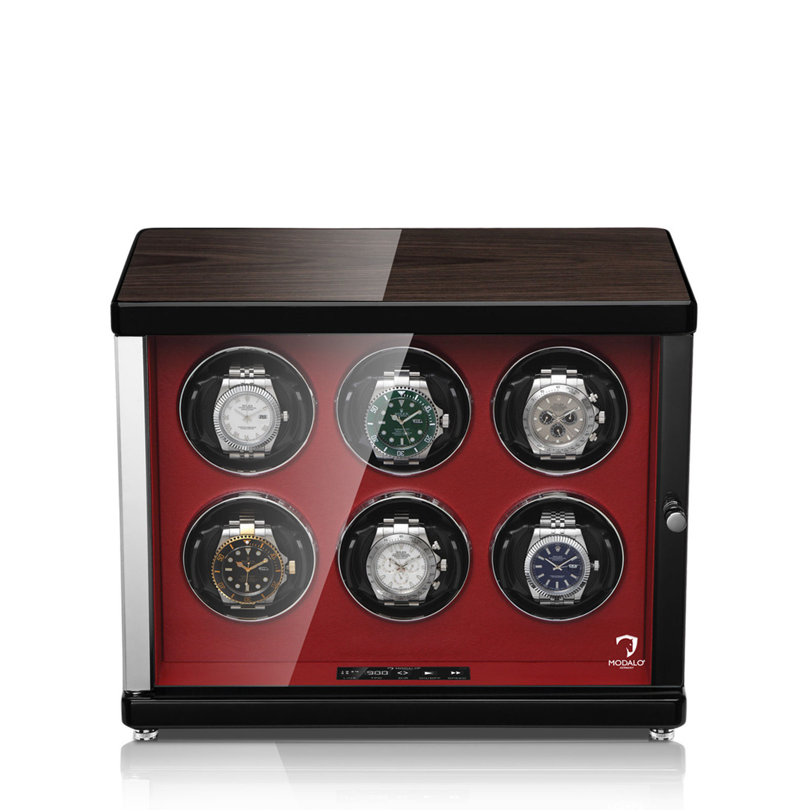 Modalo Uhrenbeweger Ambiente 6 - Schwarz Makassar Rot