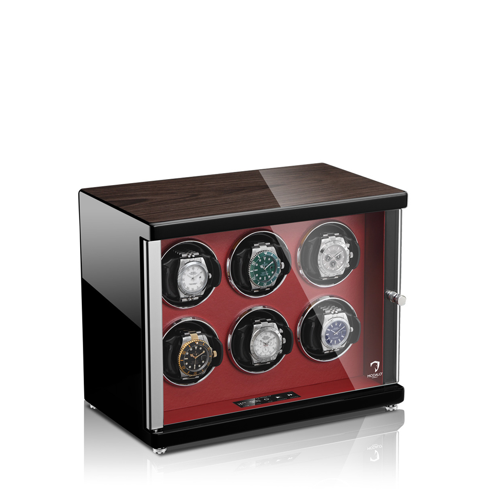 Modalo Uhrenbeweger Ambiente 6 - Schwarz Makassar Rot
