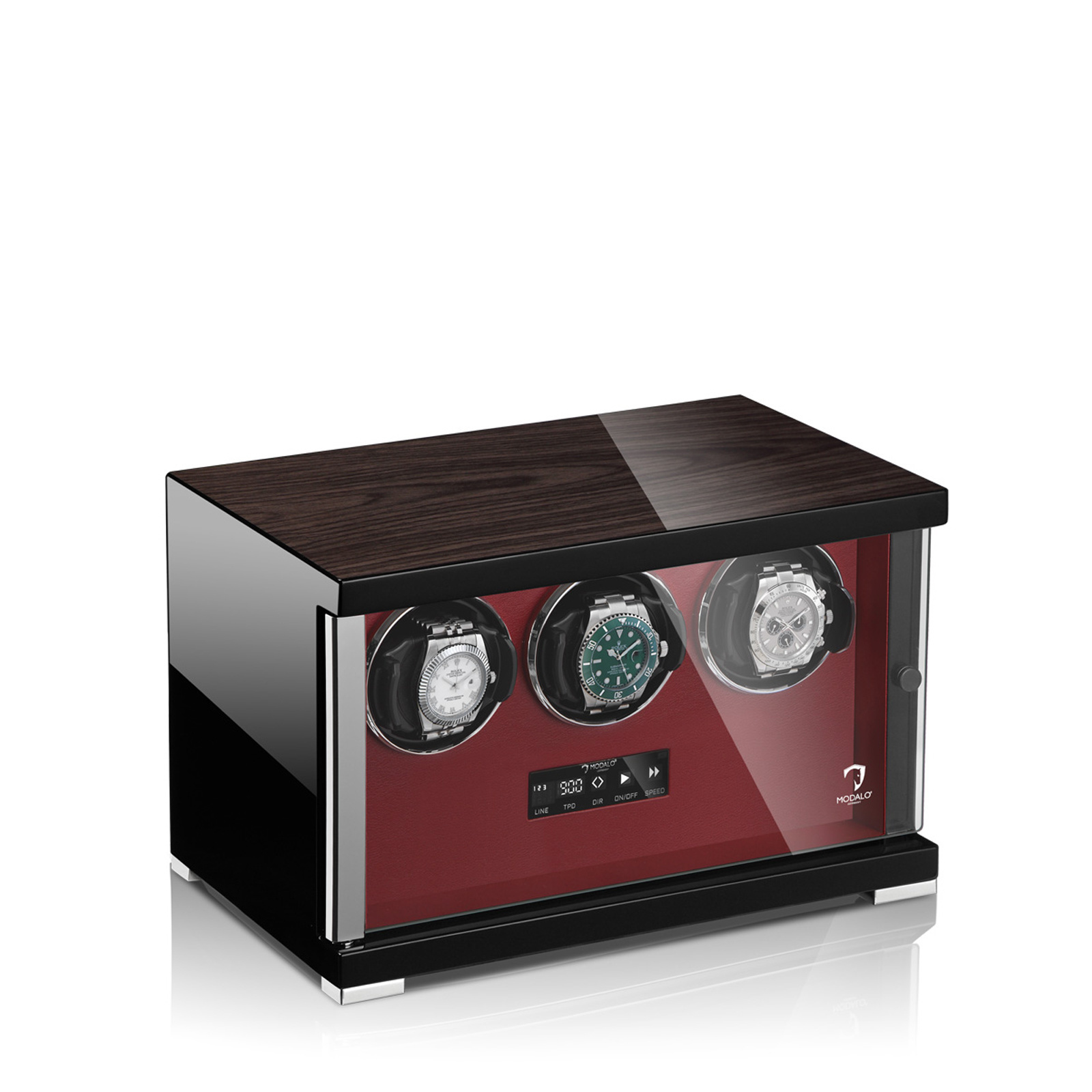 Modalo Uhrenbeweger Showtime 3 - Schwarz Makassar Rot