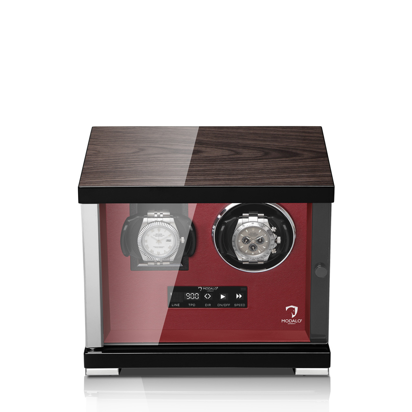 Modalo Uhrenbeweger Showtime 1 plus 1 - Schwarz Makassar Rot