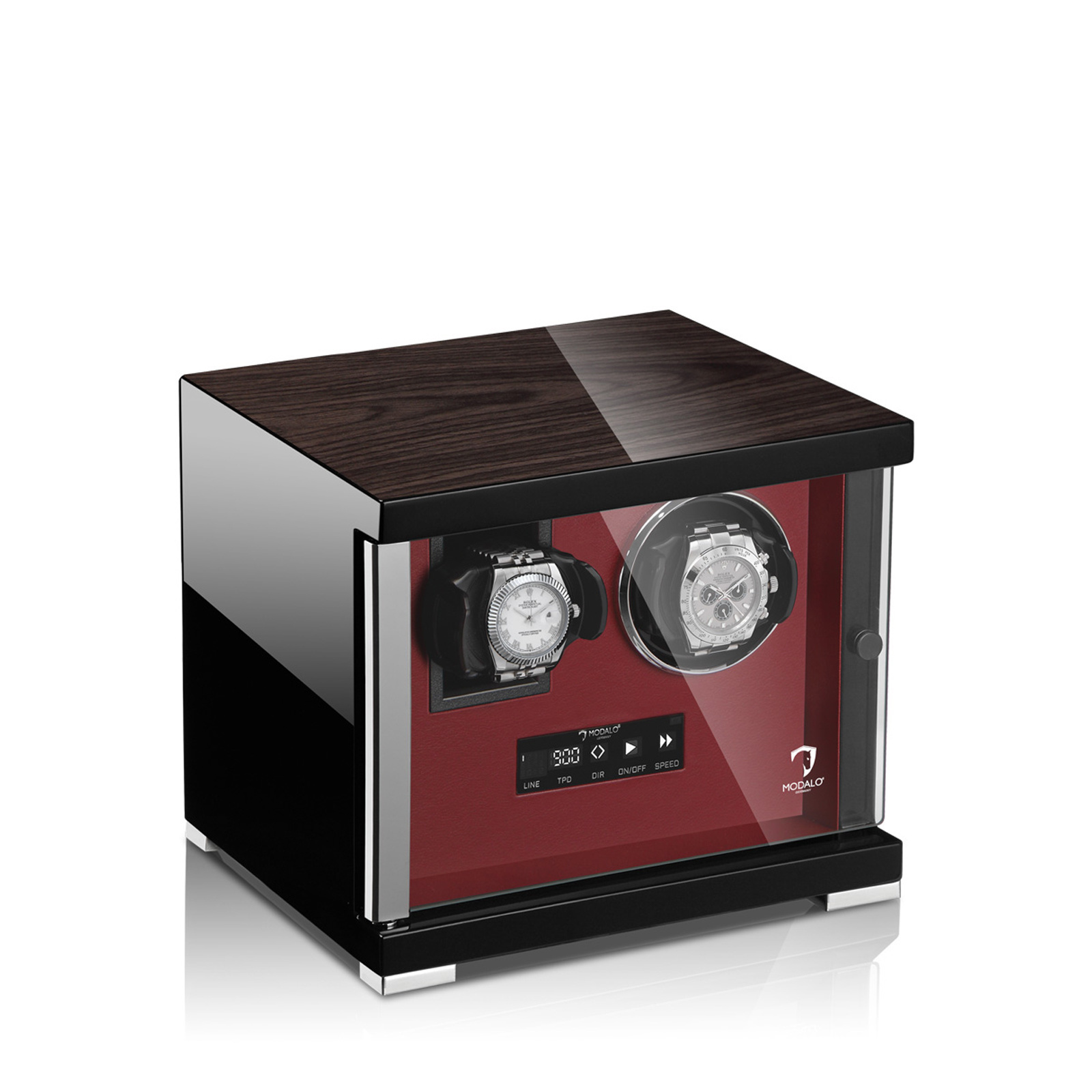 Modalo Uhrenbeweger Showtime 1 plus 1 - Schwarz Makassar Rot