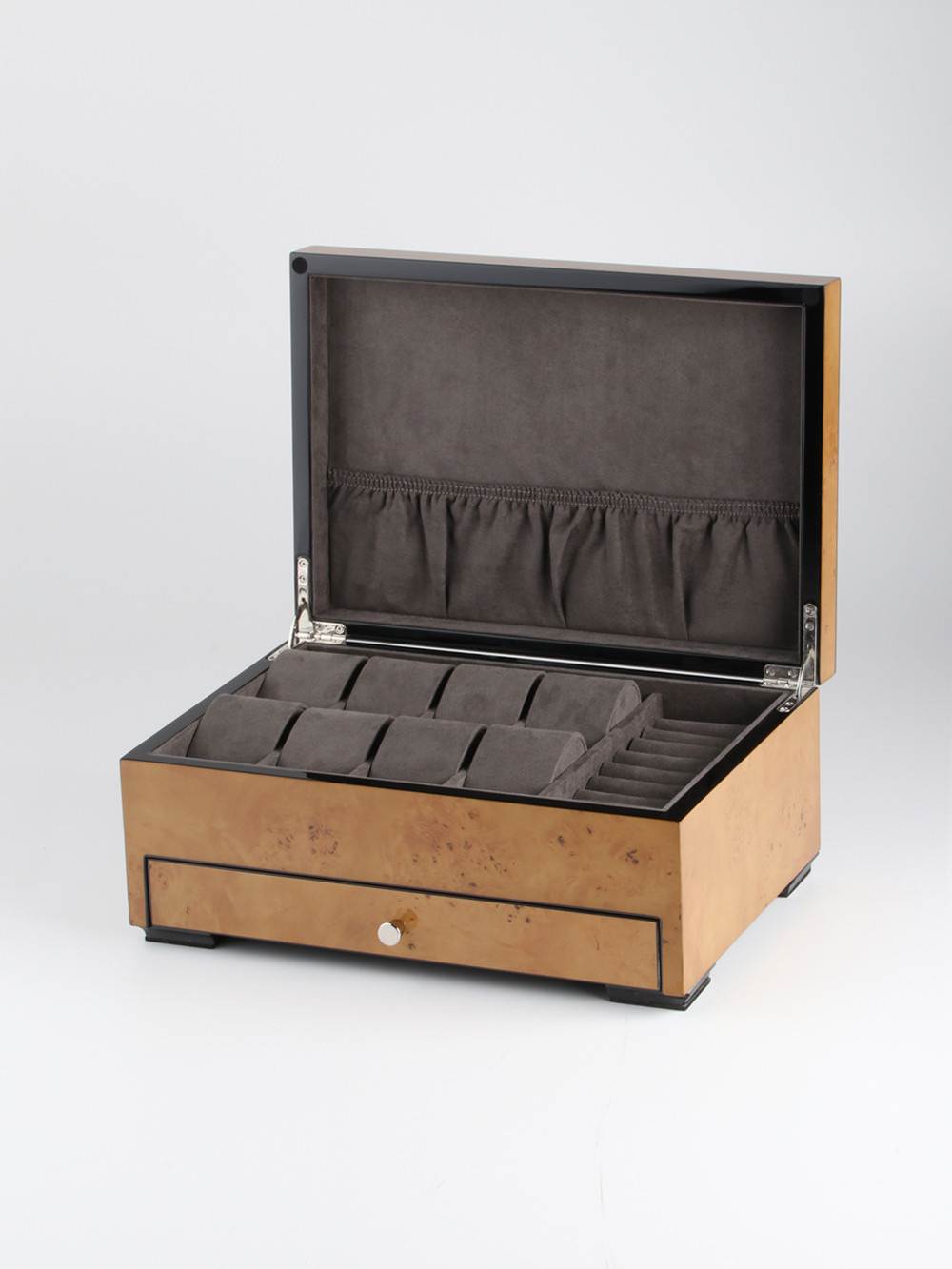 LuxTech Luxus Uhrenbox LT-2393-8MAP für 8 Uhren + Kleinteile