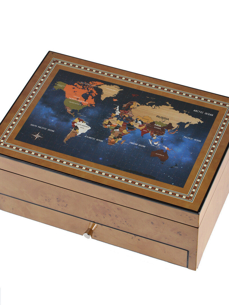 LuxTech Luxus Uhrenbox LT-2393-8MAP für 8 Uhren + Kleinteile
