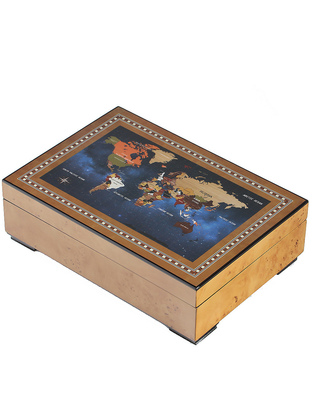 LuxTech Luxus Uhrenbox LT-2392-6MAP für 6 Uhren + Kleinteile