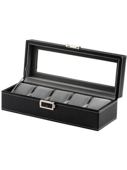 LuxTech Uhrenbox LT-1679-5BK für 5 Uhren schwarz