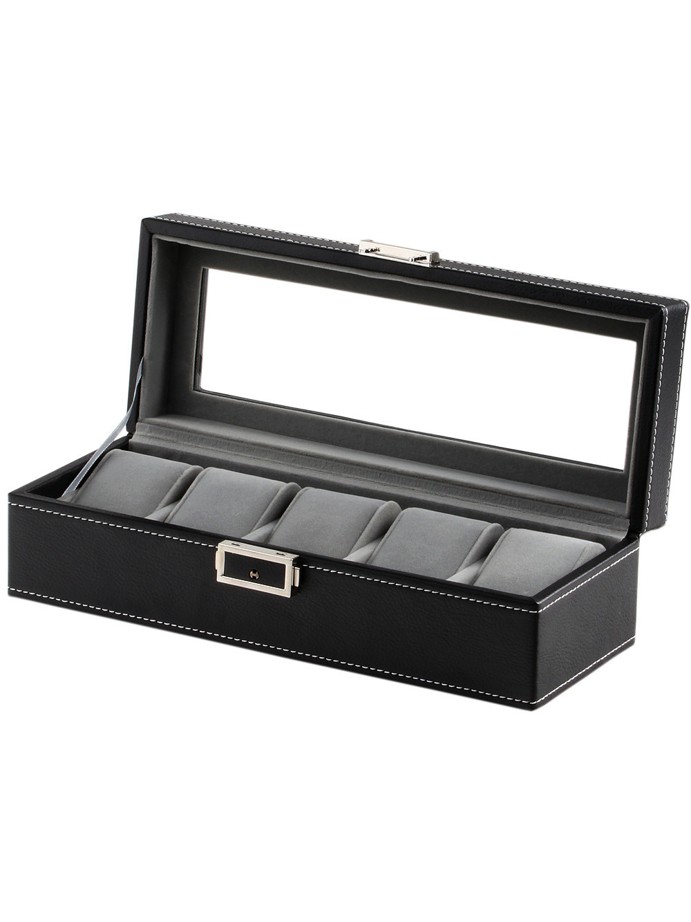 LuxTech  Uhrenbox LT-1679-5BK für 5 Uhren schwarz