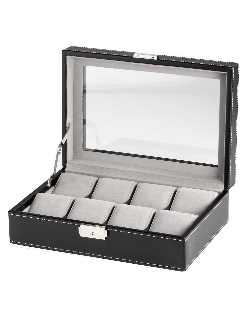 LuxTech  Uhrenkiste LT-3361-8BL für 8 Uhren black