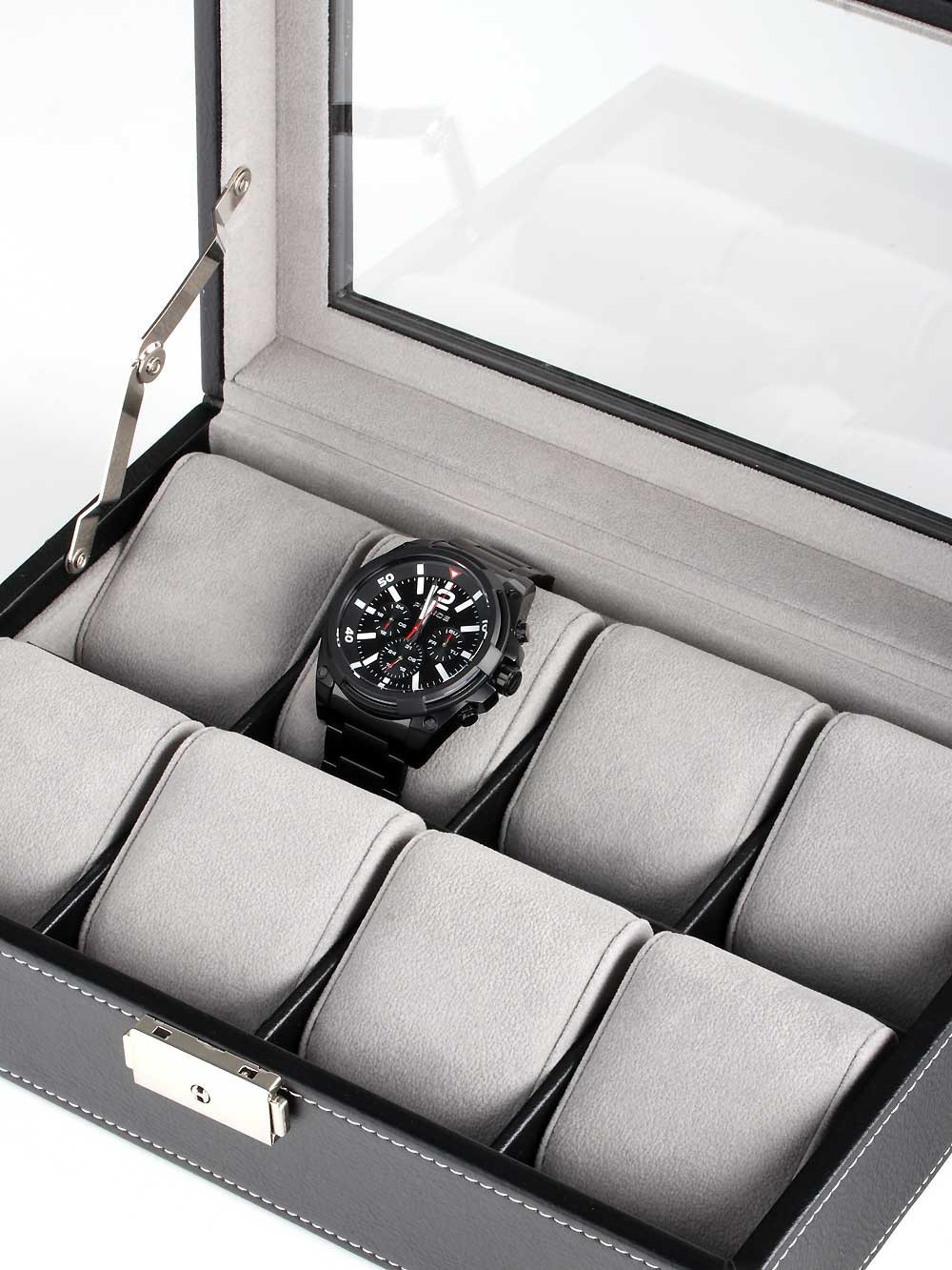 LuxTech  Uhrenkiste LT-3361-8BL für 8 Uhren black