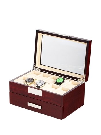 LuxTech Uhrenbox LT-2350-20C für 20 Uhren cherry