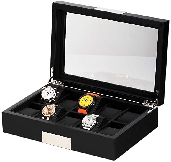 LuxTech Uhrenbox LT-2350-10BL für 10 Uhren Black