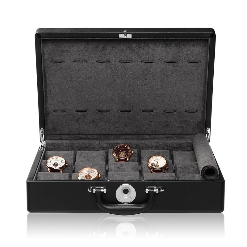 Modalo Envoy Uhrenkoffer für fünfzehn Uhren Schwarz