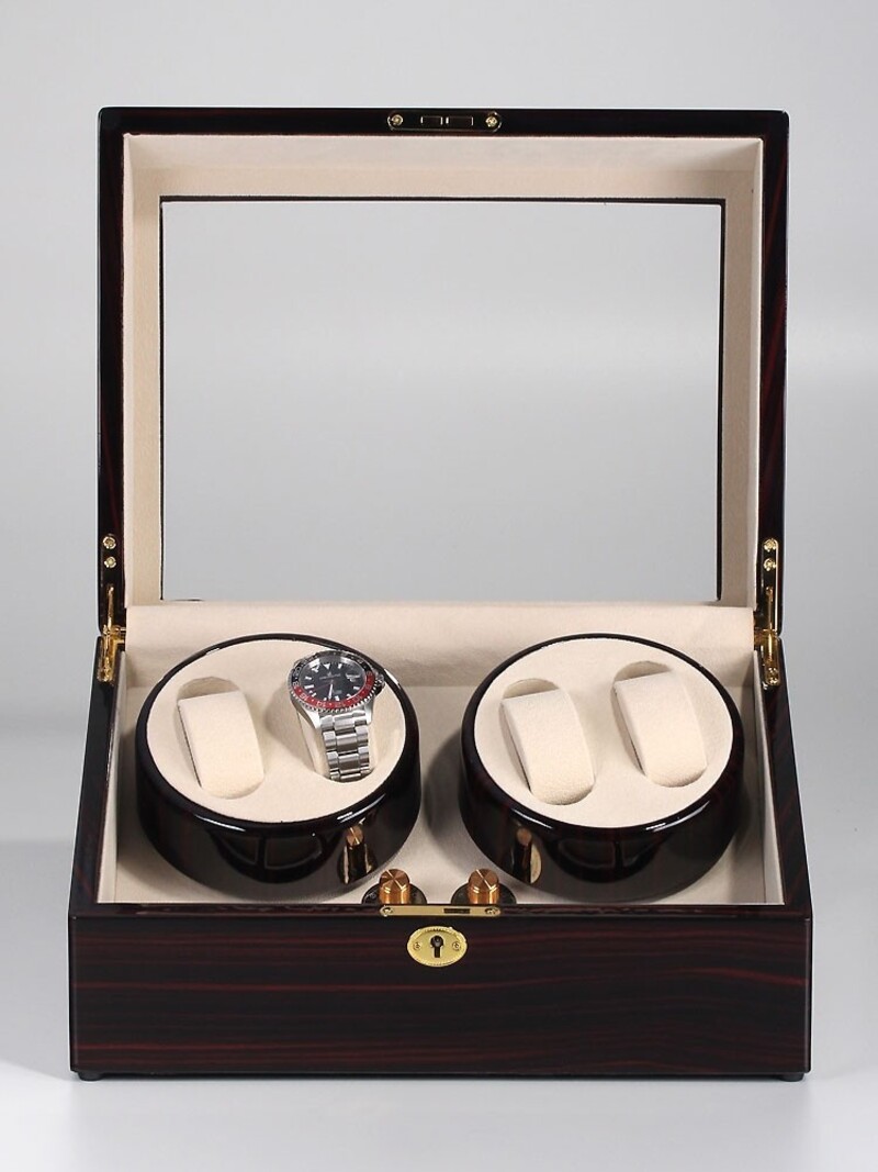 LuxTech Uhrenbeweger LT-1205-EB Braun für 4 Uhren