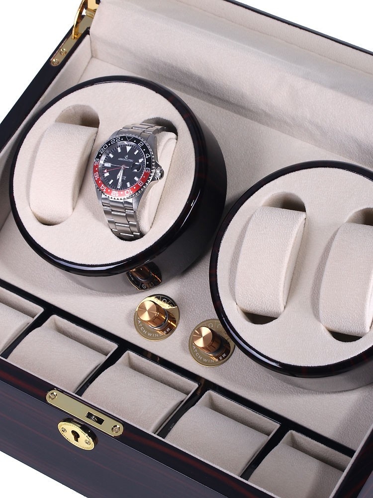 LuxTech Uhrenbeweger LT-1205-EB Braun für 4 Uhren