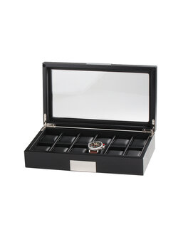 LuxTech Uhrenbox LT-2350-12BL für 12 Uhren Black