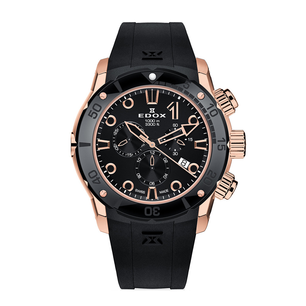 Edox Chronograph 45mm 100ATM 10250-37R-NIR CO-1