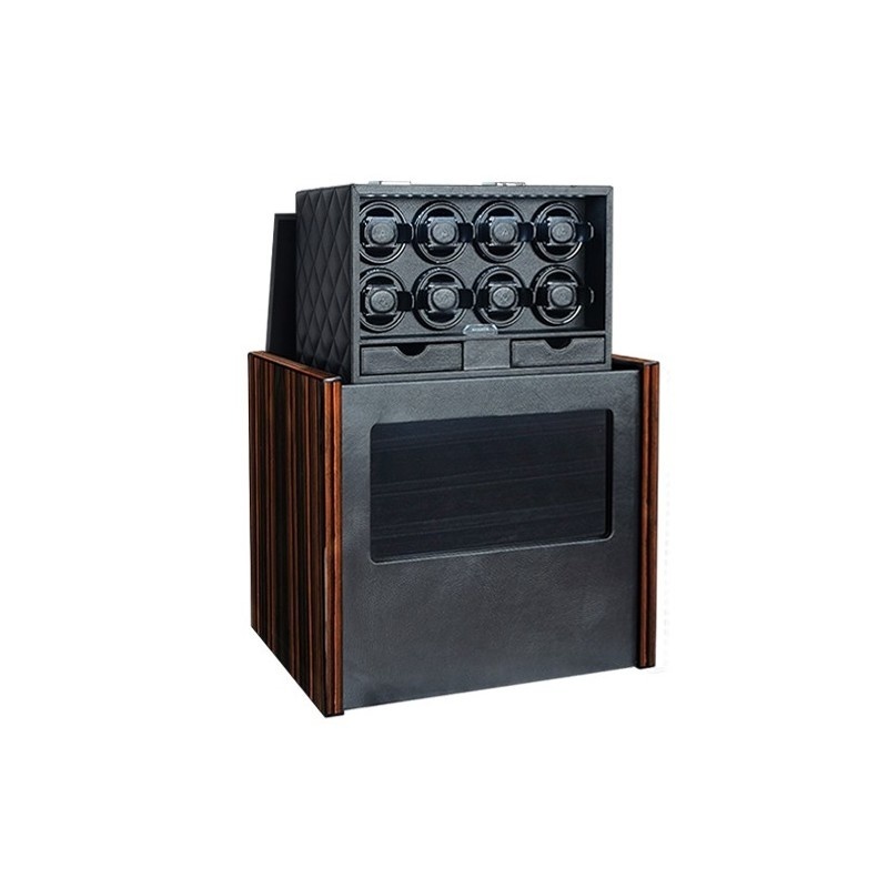 Avante Uhrenbeweger Virtuoso für 8 Uhren - Makassar-Ebenholz und Rindsleder / R8v3