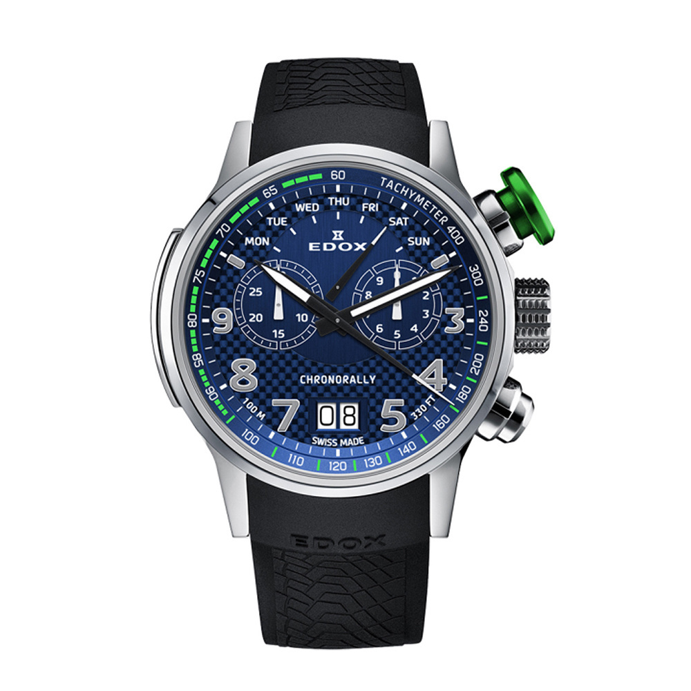 Edox Chronorally Chronograph 48mm Herrenuhr 38001-TINV-BUV3