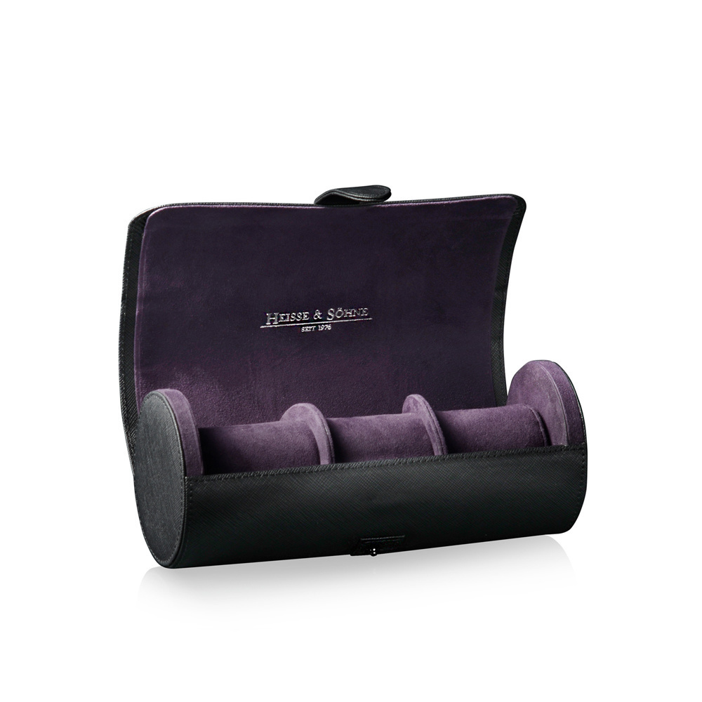 Heisse & Söhne  Uhrenrolle Rondo für 3 Uhren in schwarz und violett