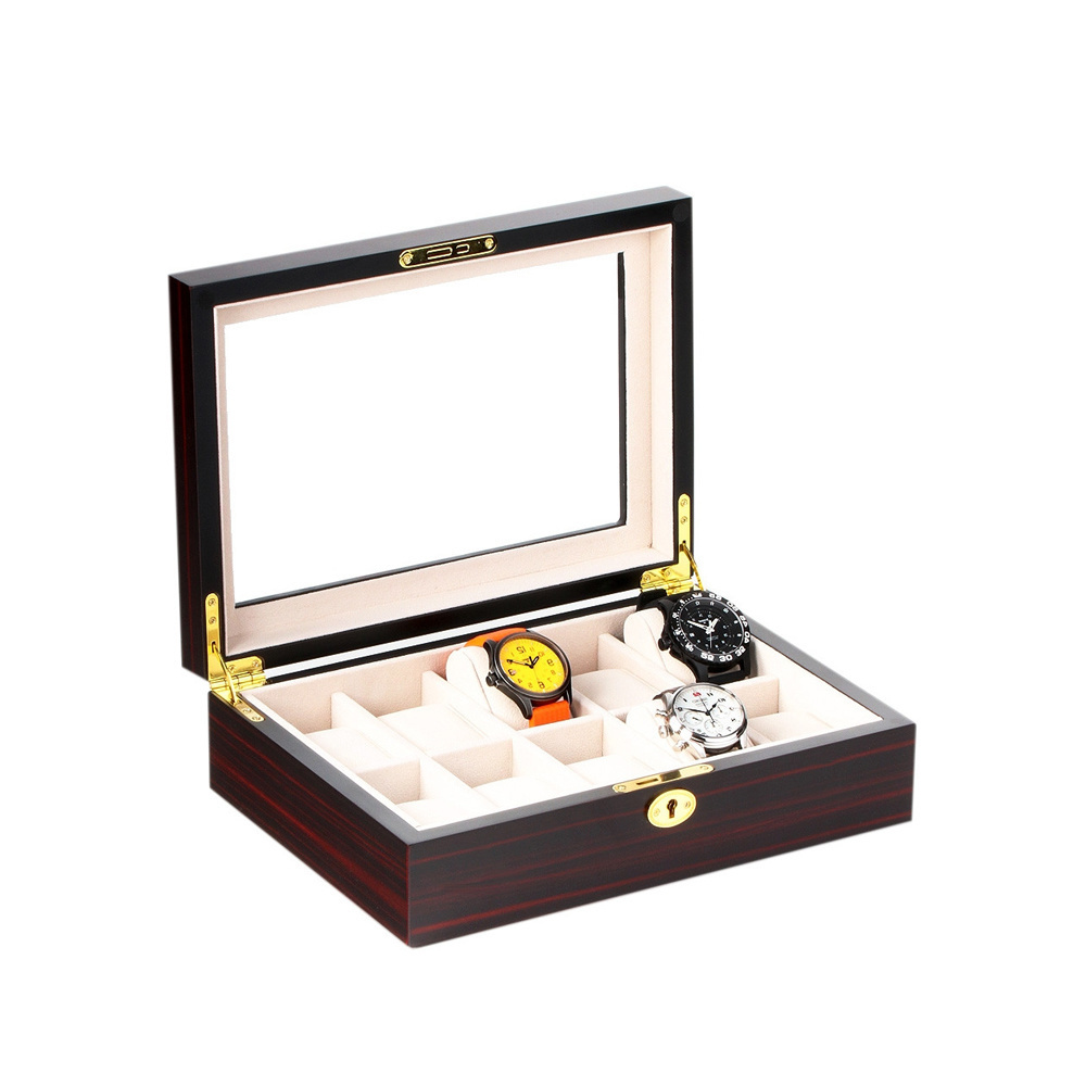 LuxTech Uhrenbox LT-1087-10E für 10 Uhren ebony