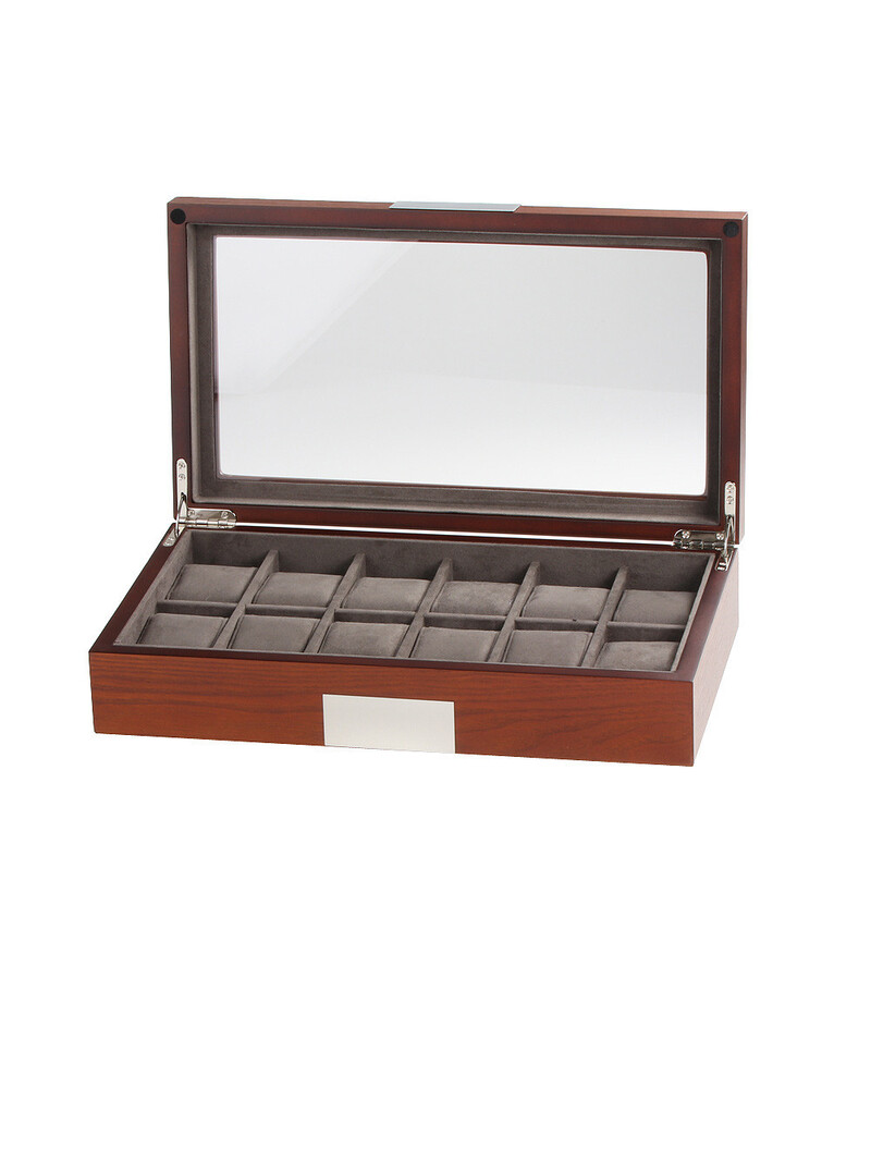 LuxTech Uhrenbox LT-2350-12MA für 12 Uhren braun
