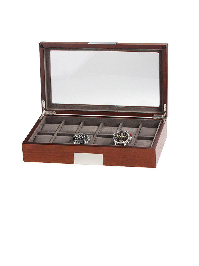 LuxTech Uhrenbox LT-2350-12MA für 12 Uhren braun